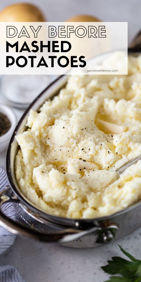 Free up your oven space and reheat these Day Before Mashed Potatoes in your slow cooker!  #thanksgiving #potatoes #holidays #makeahead #sidedishes Day Before Mashed Potatoes, Reheat Mashed Potatoes, Thanksgiving Potatoes, Make Ahead Mashed Potatoes, Mashed Potato Recipe, Crockpot Mashed Potatoes, Fluffy Mashed Potatoes, Best Mashed Potatoes, Mashed Potato Recipes