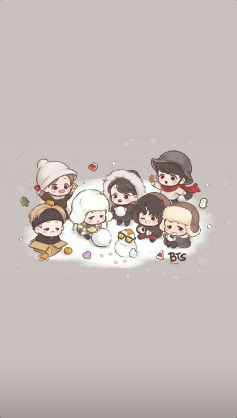 Cute Bt21 Wallpaper Aesthetic, Bts Chibi Wallpaper, Bts Chibi Ot7, Tiny Tan, Chibi Wallpaper, Cute Bear Drawings, Bts Backgrounds, Bts Aesthetic Wallpaper For Phone, Wallpaper Doodle