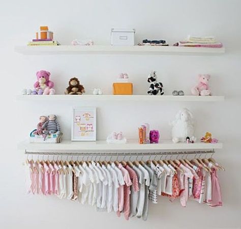 hanging clothes solutions for small rooms | 23 Brilliant Storage Solutions For Kids Rooms Without A Closet Baby Closet Organization, Nursery Closet, Baby Closet, Nursery Storage, Baby Diy, Baby Organization, Baby Bedroom, Nursery Inspiration