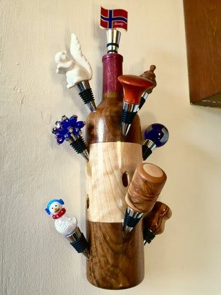 Wooden Wine Bottle Stopper Display : 9 Steps (with Pictures) - Instructables Wine Bottle Stopper Display, Blank Bottle, Bottom Of The Bottle, Wood Turning Projects, Craft Show Ideas, Drill Press, Wine Bottle Stoppers, End Grain, Bottle Stopper