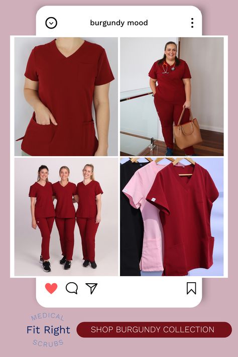 Burgundy and Maroon scrubs are the perfect, all purpose scrubs designed for any industry anywhere. The FRMS colour is a deep wine shade with zero transparency. They are designed to last and resist fade. Our collection of Burgundy and Maroon scrubs provides the whole outfit to ensure that your uniform is consistent and classy. Maroon Scrubs, Doctor Scrubs, Medical Scrubs, The Whole, Scrubs, Medical, Wine, Design