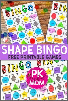 Shape Bingo, Shapes Preschool Printables, Game For Preschool, Shapes Lessons, Shape Activities Preschool, Shapes Kindergarten, Teaching Shapes, Printable Shapes, Homeschool Board