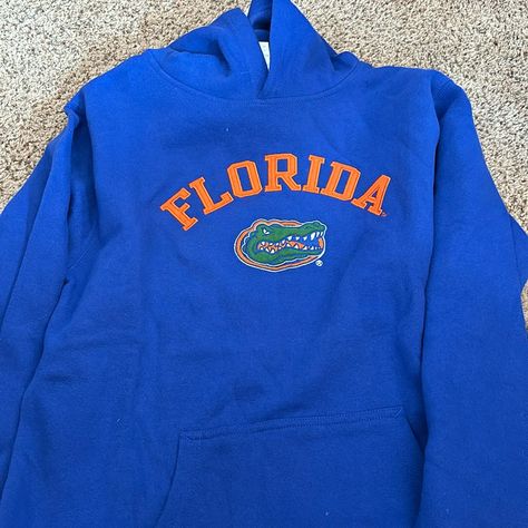 Stitched Logo And Lettering. 2pac Hoodie, Florida Gators Hoodie, Light Pink Sweatshirt, Blue Hoodie Men, Blue Letters, Florida Gator, Orange Hoodie, Destin Florida, Blue Streetwear