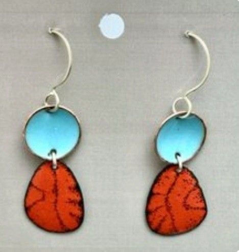 Earrings Shapes, Trendy Jewelry Earrings, Forged Jewelry, Copper Enameling, Torch Fired Enamel Jewelry, Enameling Jewelry, Enameled Earrings, Enameled Jewelry, Chocolate Candies