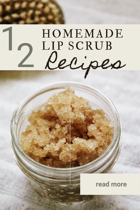 3 Ingredient Lip Scrub, Lip Scrub Without Coconut Oil, Lip Sugar Scrub Diy, Lip Scrubs Recipes, Home Made Lip Scrub, Lip Exfoliator Diy, Homemade Lip Scrubs, Scrubs Recipes, Sugar Lip Scrub Diy