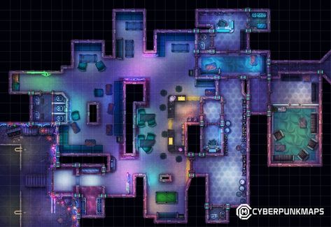 Miska's Cyberpunk Maps | Battle maps for Cyberpunk, Shadowrun, and other near-future RPGs | Patreon Cyberpunk Level Design, Cyberpunk Map, Cyberpunk Concept Art, Cyberpunk Red, Station Map, Cyberpunk 2020, Sci Fi Games, Cyberpunk Rpg, Dnd World Map