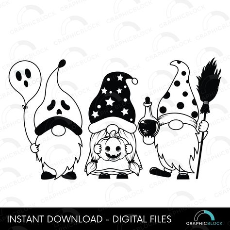 Halloween Gnome SVG - Cricut Silhouette Cut Files - Witch Fall Clipart - DIY Instant Download Craft Decor by GraphicBlock on Etsy Halloween Gnome Coloring Pages, Halloween Chalkboard Art, Gnome Ideas, Halloween Chalkboard, Halloween Gnomes, Gnome Svg, Fall Clipart, Halloween Gnome, Craft Decor