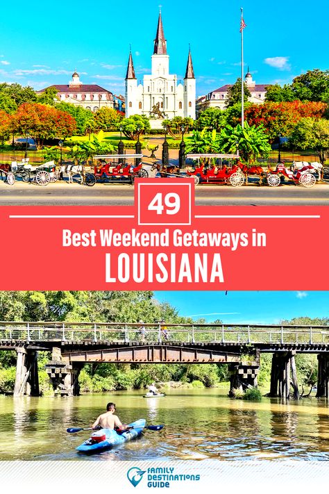 Need inspiration for a weekend getaway to Louisiana? Planning a quick trip to this beautiful state and want ideas for top vacation spots and areas? We’re FamilyDestinationsGuide, and we’re here to help: Discover the BEST Louisiana weekend getaways - so you get memories that last a lifetime! #louisiana #louisianatravel #louisianatrips #weekendgetaways Fun Weekend Getaways, Things To Do In Louisiana, Louisiana Vacation, Best Weekend Trips, New Orleans Vacation, Louisiana Travel, Best Weekend Getaways, Romantic Weekend Getaways, Travel Bucket List Usa