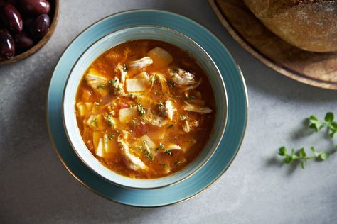 Protoyiahni - Tomato Chicken Noodle Soup | Greek Food - Greek Cooking - Greek Recipes by Diane Kochilas My Greek Table, Whole30 Recipes Lunch, Diane Kochilas, Greek Recipe, Chicken Cooking, Tomato Chicken, Sbs Food, Cooking Chicken, Greek Olives