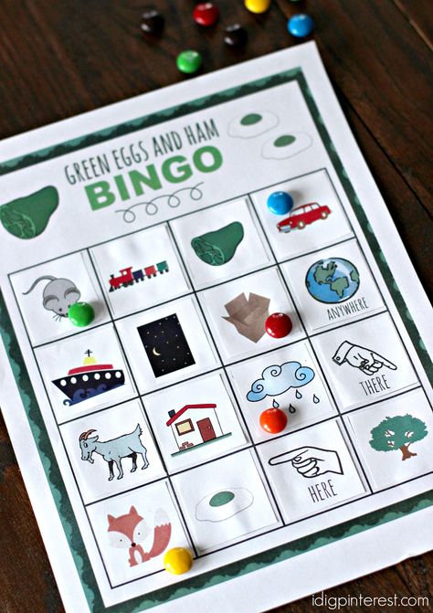 Celebrate Dr. Seuss’ birthday on March 2nd with a fun game of Green Eggs and Ham Bingo with the kids! Be sure to grab your free printable bingo card and playing pieces at the end of this post! We own the entire collection of Dr. Seuss books.  My kids love them and request to read... Celebrate Dr Seuss Birthday, Dr Seuss Snacks, Dr Seuss Preschool, Free Printable Bingo Cards, Dr Seuss Activities, Seuss Crafts, Dr Seuss Week, Dr Seuss Birthday, Seuss Party