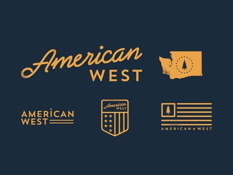 American West clothing co. by Josh Warren Ranch Logo, American Logo, Branding Illustration, Logo Symbol, Letterhead Design, Flag Logo, Mood Board Design, American West, Vintage Labels