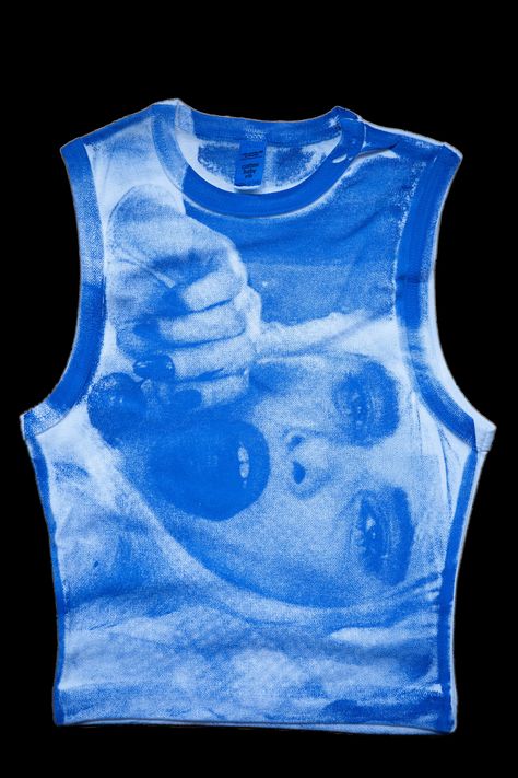 Cicciolina crop top in blue. Screenprinted with waterbased ink. Screenprinting, Screen Printed Clothing, 23 And Me, Screen Printing Shirts, Band Photos, Swag Outfits For Girls, Blue Aesthetic, Crop Top, Tee Design