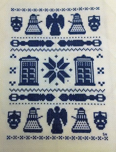 Doctor Who Sampler by AbominableDante.deviantart.com on @deviantART Doctor Who Craft, Tardis Art, Doctor Who Crafts, Geeky Cross Stitch, Geeky Craft, Nerd Crafts, Cross Stitch Quotes, Useful Items, Subversive Cross Stitch