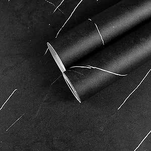 CHIHUT 17.7"x100" Black Marble Contact Paper for Countertops Matte Marble Wallpaper Peel and Stick Countertops for Kitchen Waterproof Removable Wallpaper Vinyl Marble Paper for Bathroom Shelf Liner Wallpaper For Kitchen Countertops, Matte Black Wallpaper, Countertop Peel And Stick, Black Contact Paper, Peel And Stick Contact Paper, Renter Friendly Wallpaper, Marble Contact Paper, Top Cabinets, Marble Vinyl