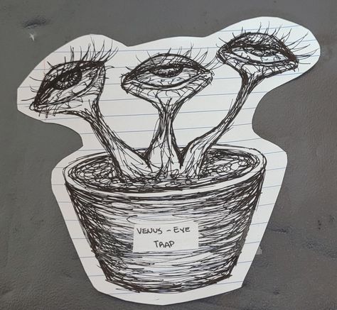 Creepy plants drawing, eye plants drawing, Plant With Eyes Drawing, Eye Plant Drawing, Plants With Eyes Drawing, Creepy Plants Drawing, Eyes Drawing Creepy, Creepy Eyes Drawing, Creepy Plants, Cool Eye Drawings, Creepy Sketches