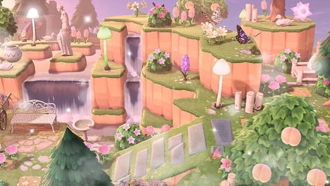 i dont know creator Acnh Fairycore Entrance, Entrance Ideas Animal Crossing, Animal Crossing Fairycore, Fairy Island, Cottagecore Ideas, Ideas Animal Crossing, Pink Island, Animal Crossing Guide, Animal Crossing Wild World