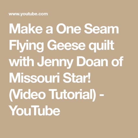 Make a One Seam Flying Geese quilt with Jenny Doan of Missouri Star! (Video Tutorial) - YouTube Borders On Quilts, Geese Silhouette, Geese Tattoo, Flying Geese Quilt Pattern, Geese Photography, Jenny Doan Tutorials, Missouri Quilt Tutorials, Missouri Quilt Company, Missouri Star Quilt Company Tutorials