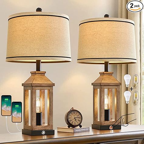 dimmable farmhouse table lamp set of 2 Rustic Bedside Lamps, Brown Lamps, Farmhouse Table Lamps, Lamps For Living Room, Modern Desk Lamp, Fixture Table, Bedside Night Stands, Retro Lamp, Nightstand Lamp