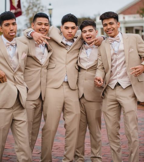 Quince Court Ideas, Beige Chambelanes Outfits, Gold Chambelanes Outfits, Champagne Chambelan Outfits, Chambelanes Outfits Pink, Quince Chambelanes Outfits Pink, Chambelanes Outfits Quinceanera Vaquero, Chambelanes Outfits Quinceanera Pink, Quinceanera Court Outfits