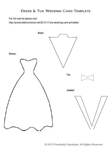 DIY Wedding Card: Dress & Tux Trifold {+ Printable} - Practically Functional Homemade Wedding Cards, Diy Wedding Card, Card Dress, Wedding Card Template, Diy Wedding Programs, Diy Wedding Invitations Templates, Homemade Wedding, Dress Card, Wedding Cards Handmade