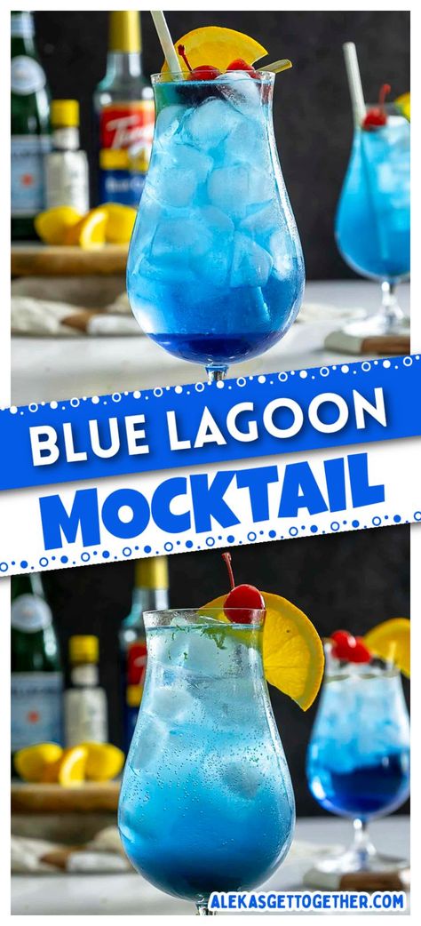 Blue Mocktail, Blue Lagoon Mocktail, Blue Lagoon Cocktail, Blue Drink, Bright Blue Color, Blue Drinks, Vodka Shots, Classic Margarita, Blue Food Coloring