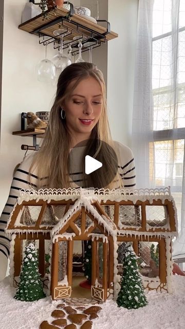 Emily Klein on Instagram: "Have you made a gingerbread house this year? 🎄 You can find the free template to this gingerbread greenhouse in the description box of my YouTube video! (Link to the video in my bio)" Gingerbread Greenhouse Template, Turn House Into Gingerbread House, Gingerbread House Hacks, Cute Gingerbread House Ideas, Gingerbread Greenhouse, Gingerbread House Contest, Gingerbread House Competition, Diy Gingerbread House, Cardboard Gingerbread House