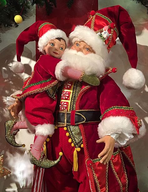 Tree Decoration Ideas, Elf Christmas Decorations, Happy Christmas Day, Christmas Elf Doll, Christmas Santas, Santa Claus Doll, Mark Roberts, Katherine's Collection, Santa Doll