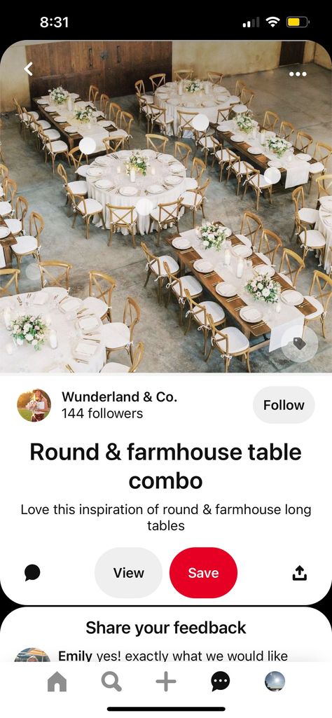 Round And Long Tables Wedding Reception Layout, Round And Farmhouse Table Wedding, Long Farmhouse Table Wedding, Wedding Reception Farmhouse Tables, Table Set Up For Wedding Reception, Mix Of Round And Rectangle Tables Wedding, Circle And Rectangle Table Layout, Round And Rectangle Table Layout, Mixed Tables Wedding Reception