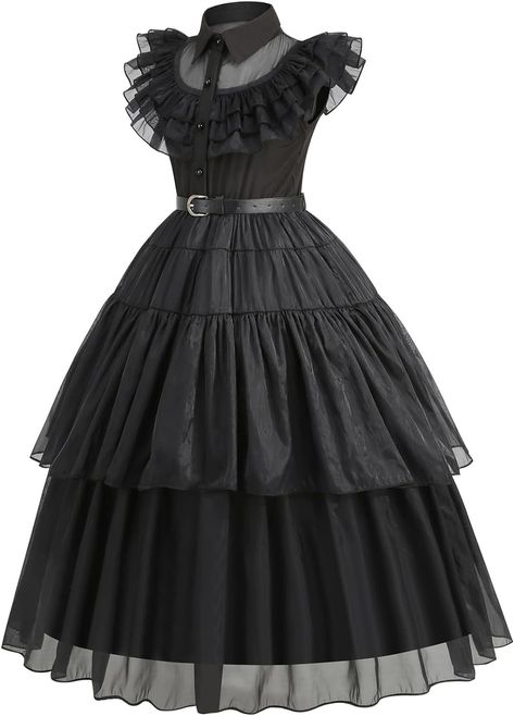 RioRand Wednesday Addams Dress Up Costume Fancy Dress Halloween Role Play Cosplay Outfits for Girls (140(9-10Years)) : Amazon.ca: Toys & Games Wednesday Costume, Wednesday Addams Dress, Addams Dress, Fancy Dress Halloween, Wednesday Dress, Outfits For Girls, Up Costume, Up Costumes, Halloween Fancy Dress