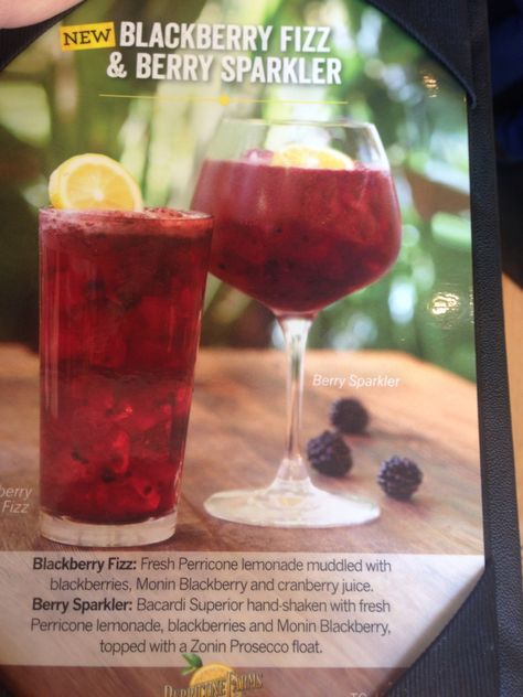 Thank you CPK! This drink is awesome! Vodka, lemonade, blackberries, Monin blackberry syrup...then topped with Zonin brut Proseco! AWESOME! Blackberry Syrup, Vodka Lemonade, Syrup Recipe, Bacardi, Cranberry Juice, Blackberry, Lemonade, Syrup, Rose Wine