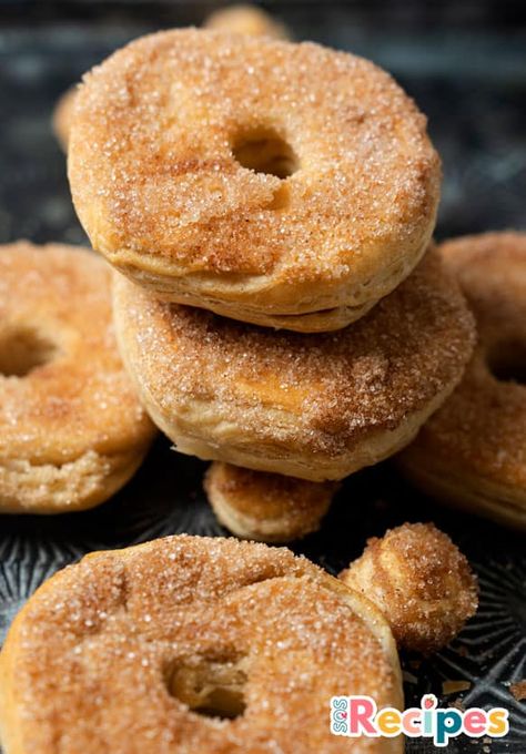 Easy Air Fryer Donuts - Sos Recipes Air Fryer Sourdough Donut Recipes, Air Fryer Apple Cider Donut Recipes, Air Fryer Donuts From Scratch, Biscuit Donuts Recipe Air Fryer, Air Fryer Doughnut Recipes, Air Fryer Doughnut Recipe, Donut Recipe Fried, Air Fry Donuts, Sos Recipe