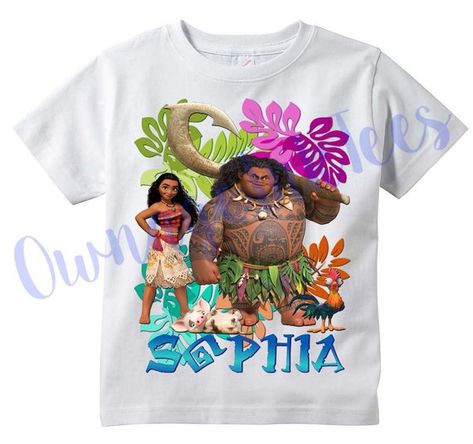 Custom T-shirts  We offer Toddler, Youth and Adult size T-shirts. We use Gildan Brand 100% preshrunk cotton for our designs. *Size chart can be found in the photo section of this listing. -Please make sure to specify the following when ordering: Size of shirt (make sure to include whether youth or Moana Tshirt, Moana Maui, Princess Moana, Information Processing, Tshirt Ideas, Ideas Birthday, Make An Effort, Branded Shirts, Custom T Shirts