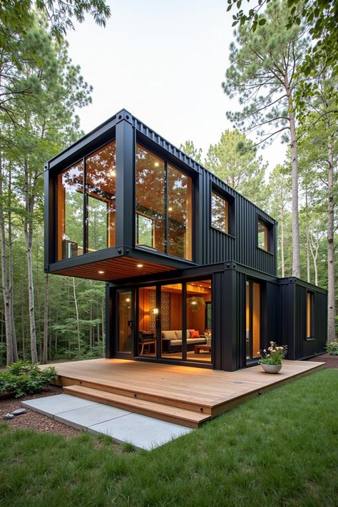 Modern container house amidst lush greenery. Unbox the quirky charm and practical genius of tiny container houses, where compact meets clever in the coziest steel boxes imaginable! 20 Foot Container Home, Shipping Container Design Plans, Shipping Container House Design, Small Shipping Containers, Shipping Container Design, Tiny Container House, Container Conversions, Shipping Container Home Designs, Container Houses