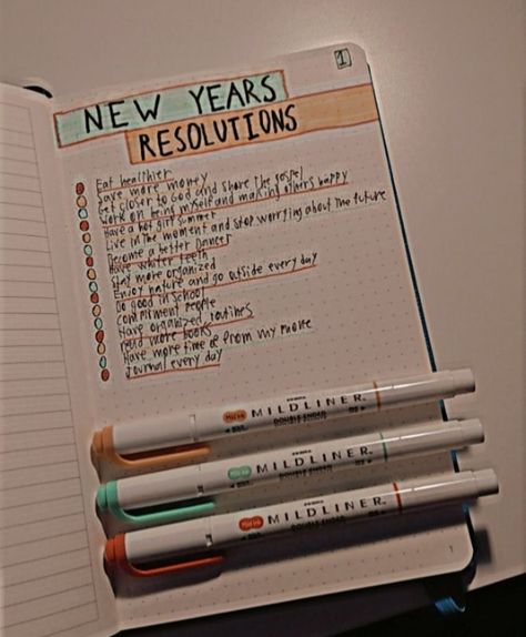 New Years Resolutions Bullet Journal, New Year Resolution Journal, New Years Resolution Aesthetic, Resolutions Ideas, New Years Resolution List, Resolution List, Goal Journal, Journal News, New Years Resolutions