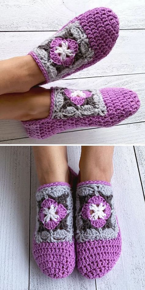 Granny Square Slippers, Crocheted Slippers, Easy Crochet Slippers, Slipper Pattern, Crochet Slipper, Crochet Socks Pattern, Crochet Slippers Free Pattern, Crochet Slipper Pattern, Crochet Booties