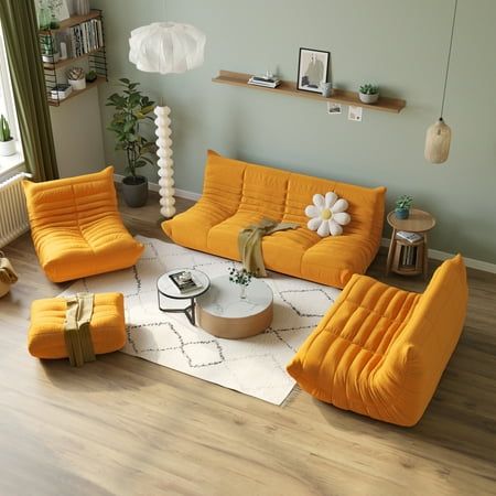 Mustard accents living room