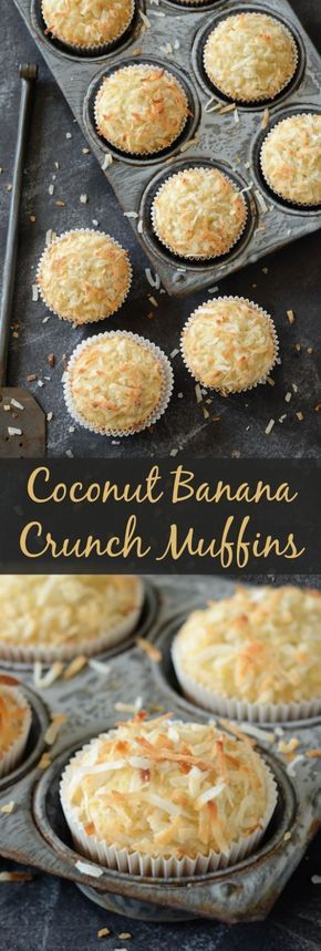 Coconut Banana Crunch Muffins -- awesome new recipe to use up those over ripe bananas! Banana Crunch Muffins, Banana Coconut Muffins, Over Ripe Bananas, Brunch Recipe, Coconut Cream Pie, Banana Coconut, Ripe Bananas, Breakfast Idea, God Mat