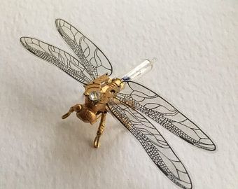 Wearable Neo Victorian/Steampunk Art by spankyspanglerdesign Steampunk Brooch, Steampunk Artwork, Steampunk Crafts, Dragonfly Brooch, Small Bees, Steam Punk Jewelry, His Dark Materials, Victorian Steampunk, Insect Art