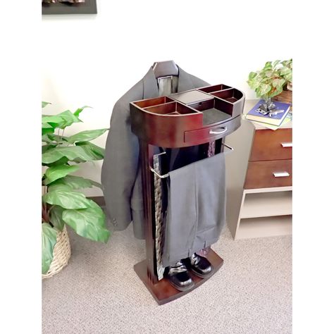 Have to have it. Proman Crescent Moon Valet - $129 @hayneedle Mens Valet, Valet Stand, Pants Rack, Tie Rack, Portable Closet, Hanger Organizer, Hanger Storage, Wooden Wardrobe, Cord Storage