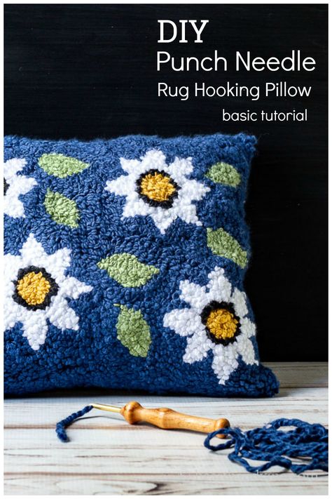 Easy Floral Pattern, Rug Hooking Patterns Free, Punch Needle Rug, Punch Needle Pillow, Hooked Pillow, Monks Cloth, Rug Hooking Patterns, Punch Needle Patterns, Work Diy