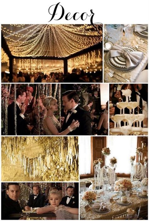 Art Deco and Great Gatsby Wedding Ideas for the Roaring Twenties Great Gatsby Prom, Il Grande Gatsby, Art Deco Wedding Inspiration, Great Gatsby Themed Wedding, 20s Wedding, Gatsby Wedding Theme, Great Gatsby Theme, Prom Themes, Gatsby Themed Party