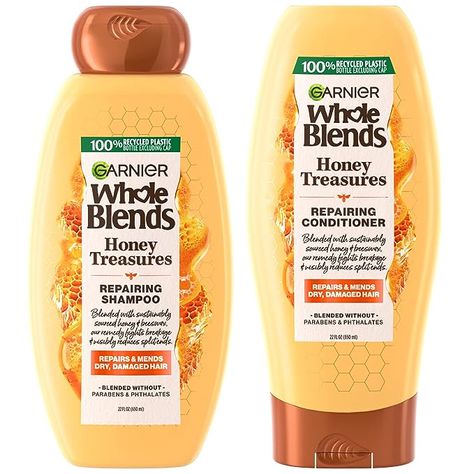 Whole Blends Shampoo, Garnier Whole Blends, Kit Packaging, Whole Blends, Honey Shampoo, Shampoo For Damaged Hair, Damage Hair Care, Good Shampoo And Conditioner, Shampoo And Conditioner Set