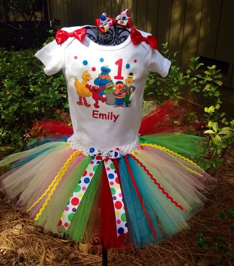 Sesame Street Tutu Outfits, Seaseme Street Birthday Party, Rave Bras, Fairy Costumes, Dad Birthday Cakes, Elmo Birthday Party, Tutu Birthday, Theatre Makeup, Sesame Street Birthday Party