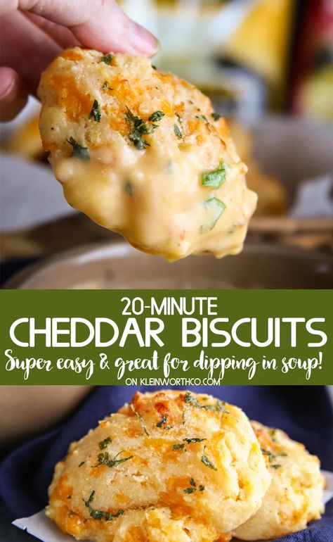 Easy Cheddar Biscuit Recipe, Easy Dinner Biscuits, Dinner Biscuit, Cozy Soup, Cheddar Biscuits, Biscuit Rolls, Buttery Biscuits, Cheese Soup, Holy Cow