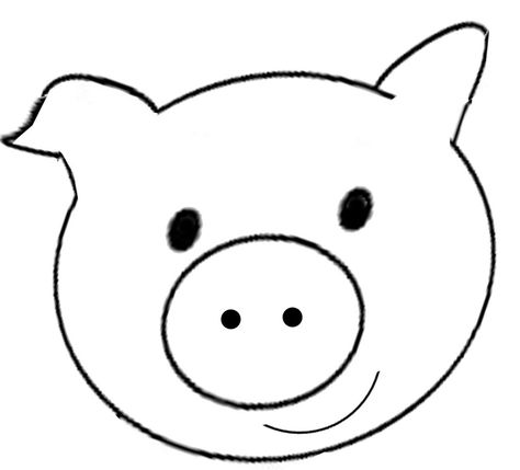 Pig Face Printable, Pig Face Drawing, Pig Outline, Printable Animal Masks, Coloring Mask, Pig Cookies, Pig Head, Pig Crafts, Elephant Coloring Page