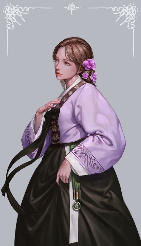 ArtStation - Hanbok, JeongSeok Lee Hanbok Drawing, Ancient Korea, Korean Illustration, Korean Princess, 귀여운 음식 그림, Korean Painting, Korean Traditional Dress, Korean Hanbok, Information Center