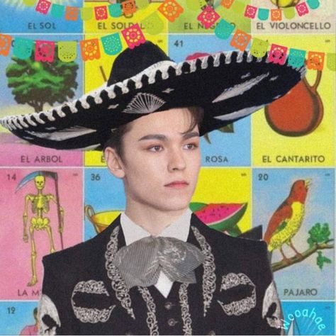 Txt Mexican, Kpop Mexico, Svt Icons, Vernon Chwe, Kpop Random, Seventeen Memes, Mexican Flags, Silly Goofy, America Flag