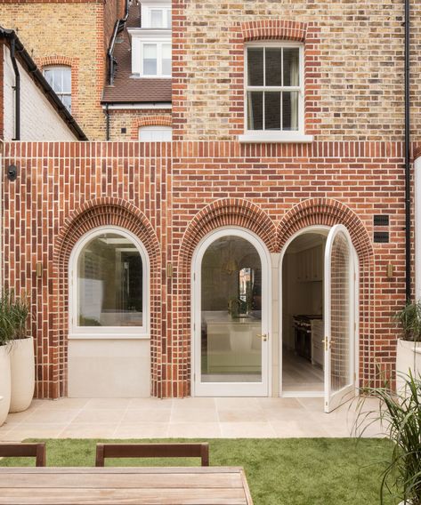 Arched Exterior Doors, Terrace Extension, Victorian Terraced House, Brick Detail, Brick Arch, Arch House, London Townhouse, House Extension Design, Rear Extension