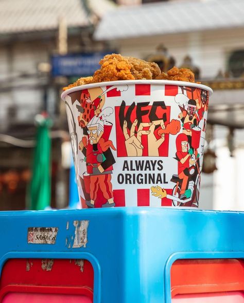 Kfc Bucket Design, Chicken Packaging, Kfc Bucket, Thai New Year, Chicken Bucket, Loud Music, Technology Life, Battle Royale Game, Brand Collaboration