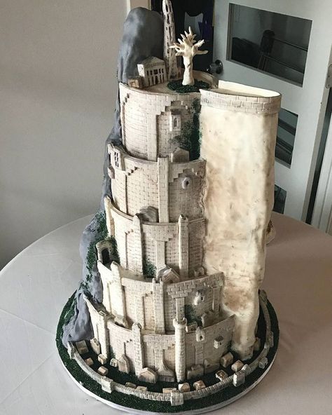 Wedding and Grooms' Cakes by Cakes ROCK!!! | Bridestory.com Minas Tirith Cake, Lord Of The Rings Wedding Cake, Lotr Cake, Epic Cakes, Lotr Party, Grooms Cakes, Ring Cake, Special Occasion Cakes, Wedding Cake Inspiration